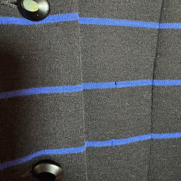 1990's Chanel Boutique Wool Black Blue Striped Jacket Skirt Set Lion Head Button - Picture 12 of 13